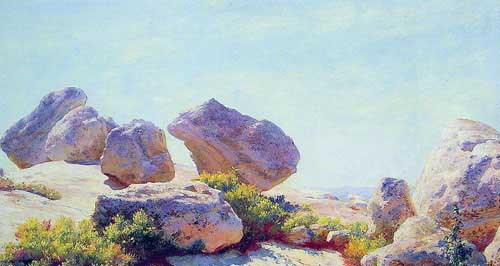 Painting Code#2303-Curran, Charles Courtney(USA): Boulders on Bear Cliff