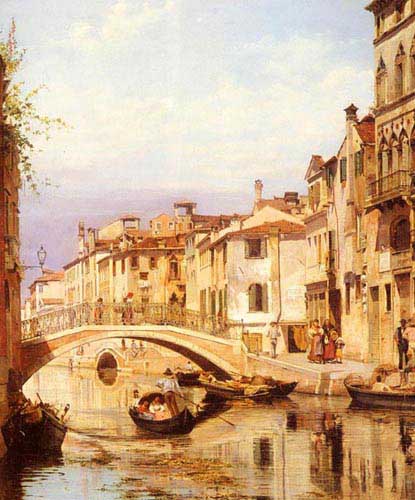 Painting Code#2304-Brandeis, Antonietta(Austria): A Gondola On A Venetian Backwater Canal