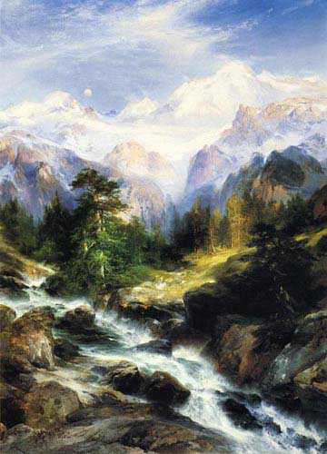 Painting Code#2305-Moran, Thomas (USA) - In the Teton Range