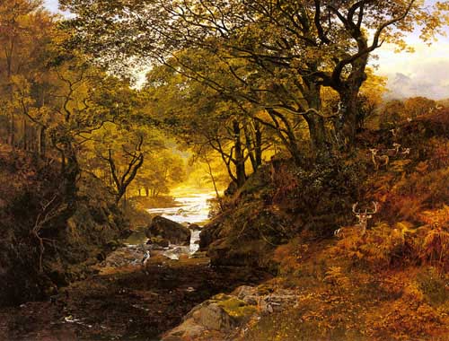 Painting Code#2316-Cole, George Vicat(UK): Deer In A Woodland Glade
