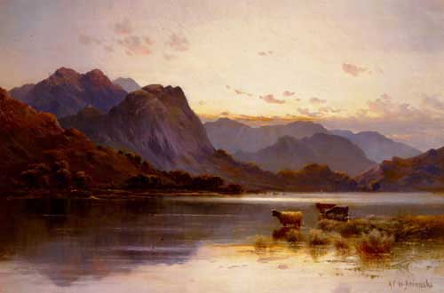 Painting Code#2321-DeBreanski, Alfred Fontuale(USA): Cattle At Dusk