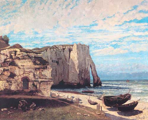 Painting Code#2327-Courbet, Gustave(France): The Cliff at Etretat After the Storm