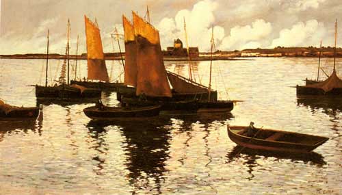 Painting Code#2346-Cottet, Charles(France): Sunset over the Sails