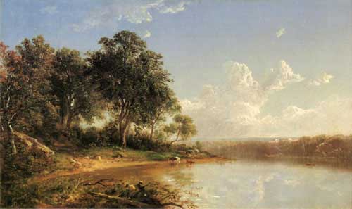 Painting Code#2387-David Johnson - Afternoon along the Banks of a River