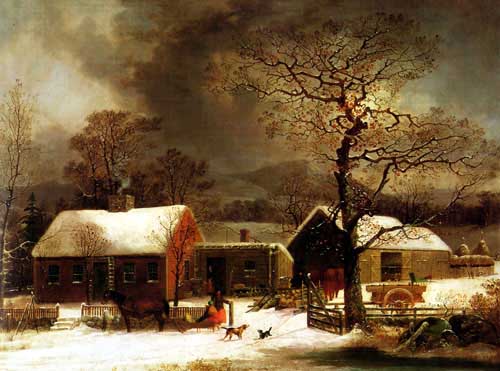 Painting Code#2392-Durrie, George Henry(USA): Winter Scene in New Haven