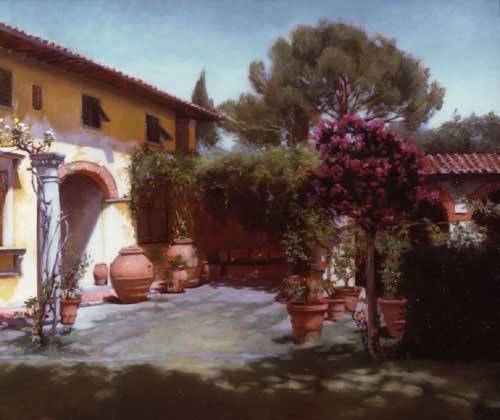 Painting Code#2394-Hyde, Maureen(USA): Courtyard in August (Toscana)