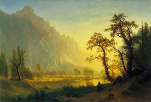 Painting Code#2404-Bierstadt, Albert (USA): Sunrise, Yosemite Valley