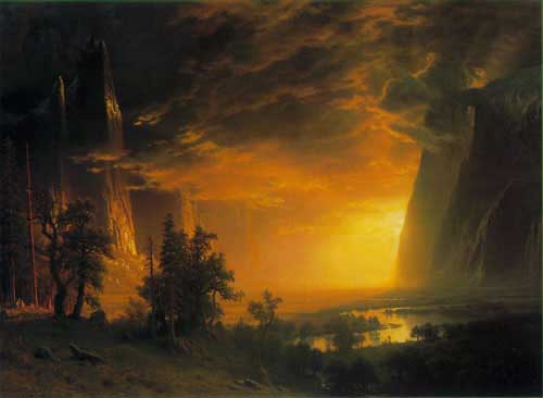 Painting Code#2405-Bierstadt, Albert (USA): Sunset in the Yosemite Valley