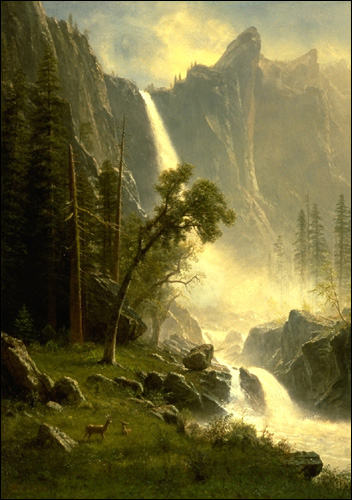 Painting Code#2426-ABierstadt, Albert (USA): Bridal Veil Falls, Yosemite 
