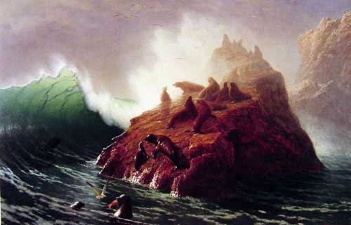 Painting Code#2480-Bierstadt, Albert(USA): Seal Rock