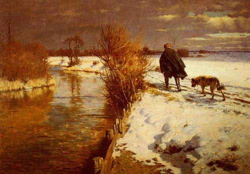 Painting Code#2612-Hartwick, Hermann: A Hunter In A Winter Landscape