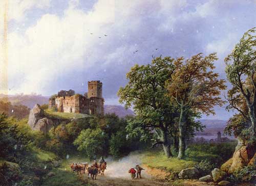 Painting Code#2631-Koekkoek, Barend Cornelis(Holland): The Ruined Castle