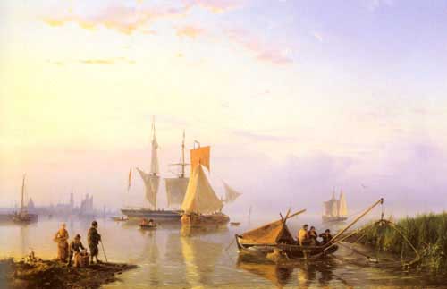 Painting Code#2643-Koekkoek Snr, Hermanus(Netherlands): Shipping in a Calm, Amsterdam