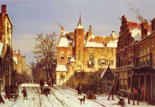 Painting Code#2649-Koekkoek, Willem(Holland): A Dutch Village In Winter