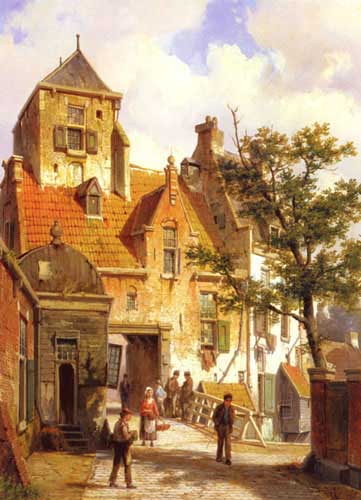 Painting Code#2650-Koekkoek, Willem(Holland): A Street Scene in Haarlem