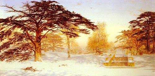 Painting Code#2691-MacCallum, Andrew(USA): Untrodden Snow, The Terrace, Holland House, Three Miles From Charing Cross - Holland Park