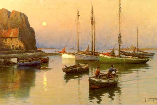 Painting Code#2695-Maroniez, Georges-Philibert-Charles: Back To The Quay