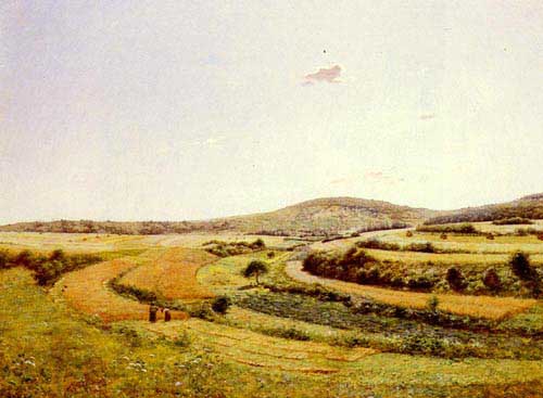 Painting Code#2704-Monchablon, Jean Ferdinand(France): Harvesters In An Extensive Landscape