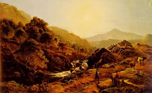 Painting Code#2764-Percy, Sidney Richard(UK): Figures On A Path By A Rocky Stream 
