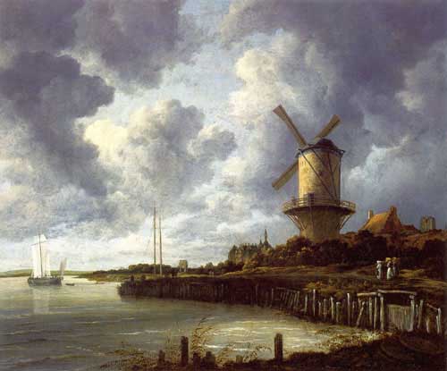 Painting Code#2779-Ruisdael, Jacob Van: The Windmill at Wijk bij Duurstede