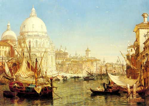 Painting Code#2803-Selous, Henry Courtney(UK): A Venetian Canal Scene with the Santa Maria della Salute