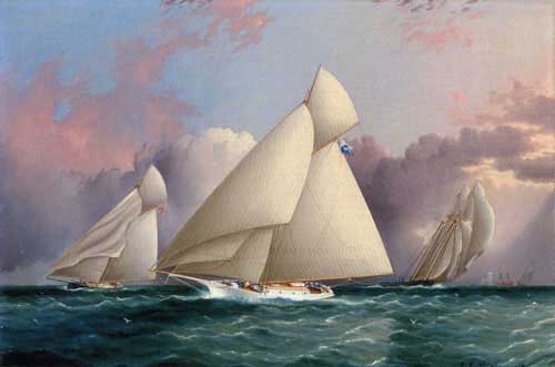 Painting Code#2819-James E. Buttersworth - Yacht &#039;Sappho&#039; Beating to the Wind