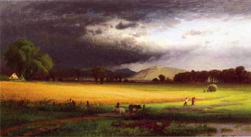 Painting Code#2878-William M. Hart - Harvest Scene, Valley of the Delaware