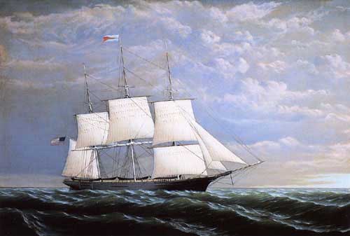 Painting Code#2884-William Bradford - Whaleship &#039;Syren Queen&#039; of Fairhaven