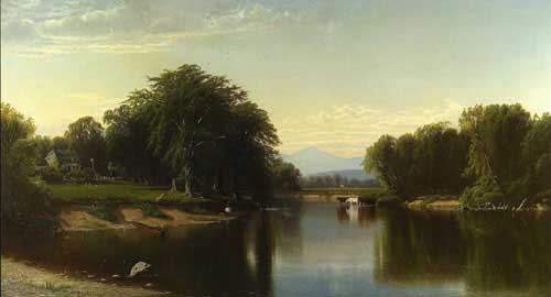 Painting Code#2886-Bricher, Alfred Thompson(USA) - Saco River, New Hampshire