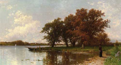 Painting Code#2887-Bricher, Alfred Thompson(USA) - Early Autumn on Long Island