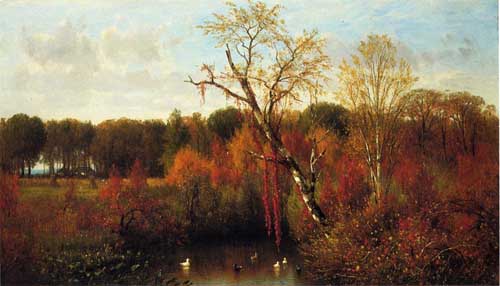Painting Code#2903-Thomas Worthington Whittredge - Duck Pond