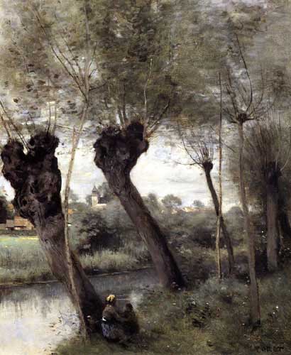 Painting Code#2928-Corot, Jean-Baptiste-Camille - Willows on the Banks of the Scarpe