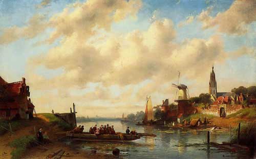 Painting Code#2933-Leickert, Charles Henri - The Ferry 