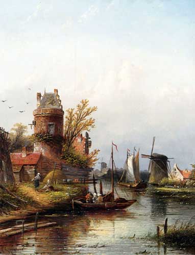 Painting Code#2948-Spohler, Jan Jacob Coenraad(Netherlands): Vue De Buiksloot Pres D&#039;Amsterdam