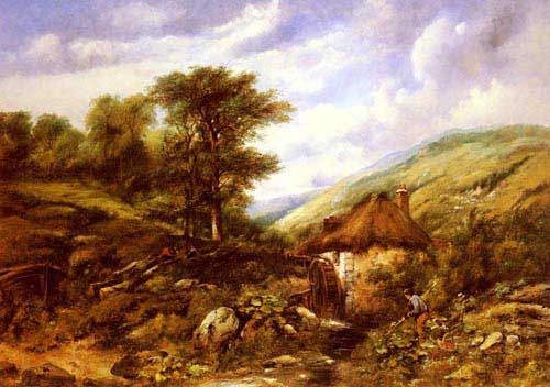 Painting Code#2952-Watts, Frederick William(UK): An Overshot Mill In A Wooded Valley