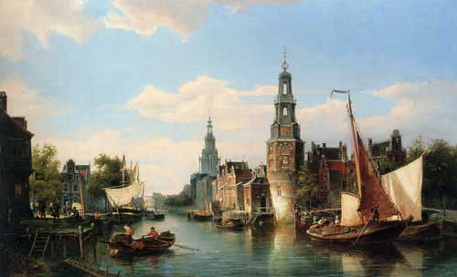 Painting Code#2974-Dommelshuizen, Cornelis Christiaan(Holland): The Montelbaans Tower, Amsterdam