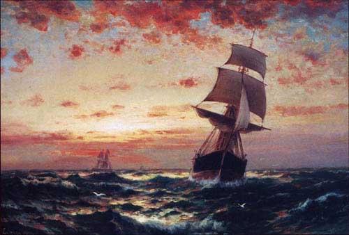 Painting Code#2995-Edward Moran - Ships at Sea