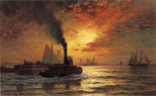Painting Code#2997-Edward Moran - New York Harbor