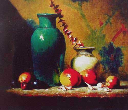 Painting Code#3001-Fruit and Green Vase

