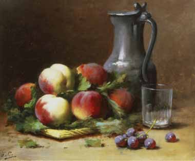 Painting Code#3002-Leon Huber - Stil Life of Fruit