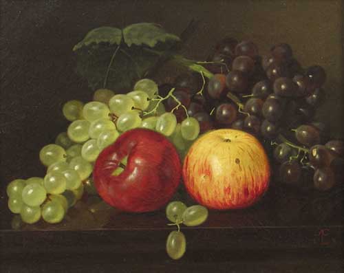 Painting Code#3007-EDWARD C. LEAVITT: Still Life with Fruit