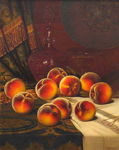 Painting Code#3030-William Mason Brown - Still Life with Peaches 