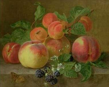 Painting Code#3076-Henriette Ronner-Knip - Still Life of Peaches