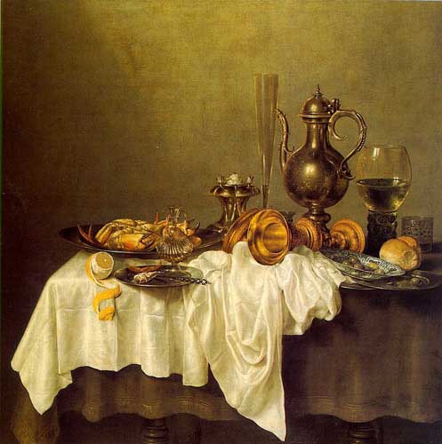 Painting Code#3133-Heda, Willem Claesz: Breakfast of Crab
