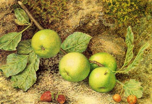 Painting Code#3140-Hill, John William(English, 1812-1879): Still Life with Fruit