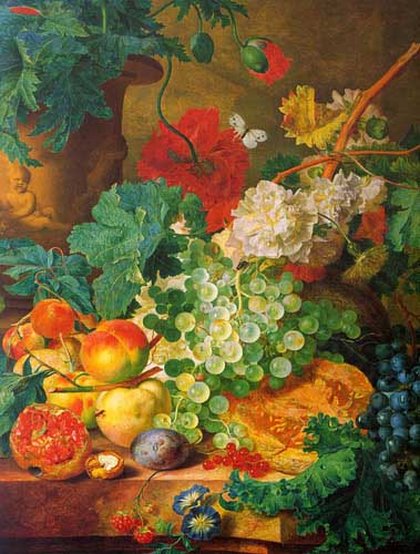 Painting Code#3144-Huysum, Jan Van(Holland): Fruit Still Life