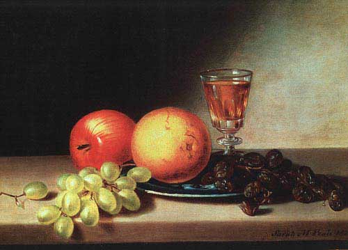 Painting Code#3152-Peale, Sarah Miriam(USA): Fruit and Wine