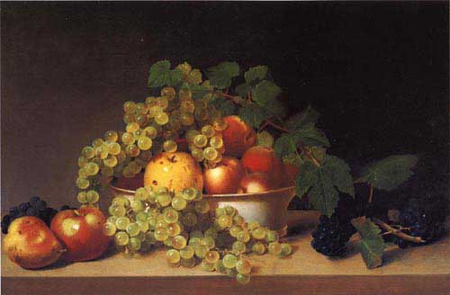 Painting Code#3154-James Peale - Still Life with Fruit on a Tabletop