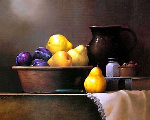 Painting Code#3206-Yello Pears and Black Pot