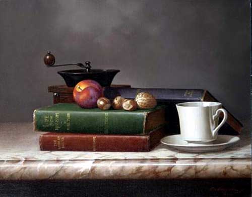 Painting Code#3227-Still Life with Books